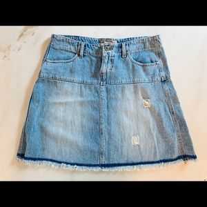Distressed Denim Skirt